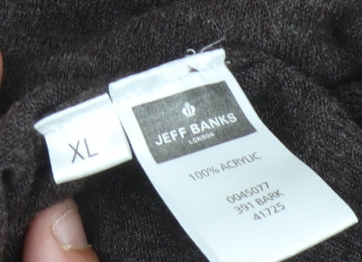 Jeff Banks Men's Brown XL V-Neck Pullover Jumper