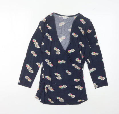 Boden Women's Blue Floral Wrap Blouse Size 10