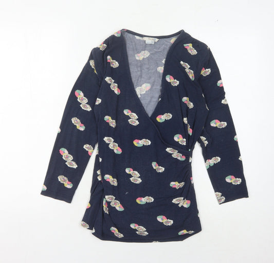 Boden Women's Blue Floral Wrap Blouse Size 10