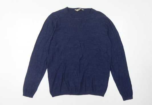 Tokyo Laundry Men's Blue Cotton Pullover Crew Neck Jumper M