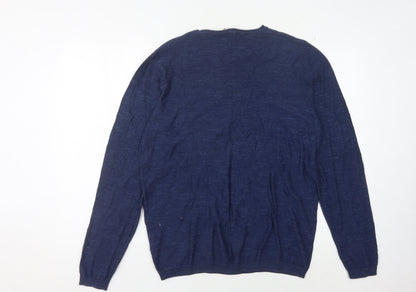 Tokyo Laundry Men's Blue Cotton Pullover Crew Neck Jumper M