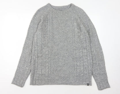 Jack & Jones Men's Grey Cable-Knit Pullover, Size S