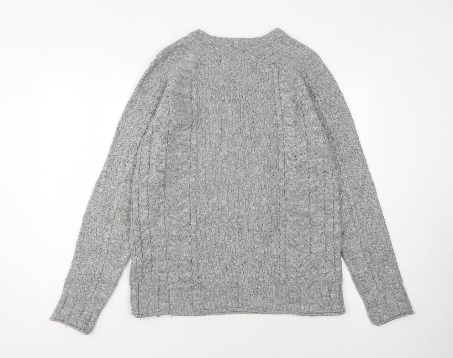 Jack & Jones Men's Grey Cable-Knit Pullover, Size S