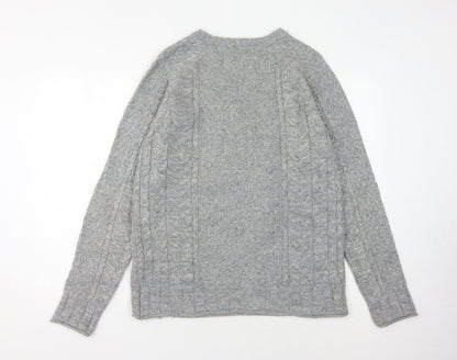 Jack & Jones Men's Grey Cable-Knit Pullover, Size S