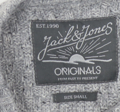 Jack & Jones Men's Grey Cable-Knit Pullover, Size S