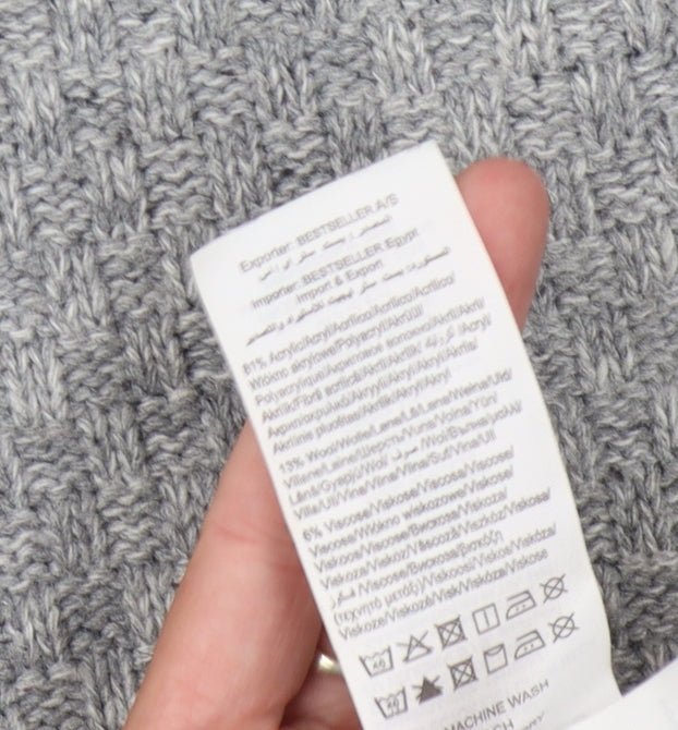 Jack & Jones Men's Grey Cable-Knit Pullover, Size S