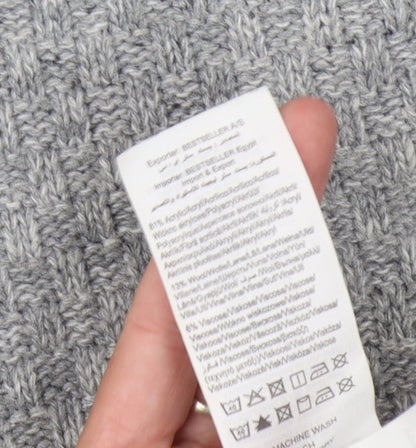 Jack & Jones Men's Grey Cable-Knit Pullover, Size S