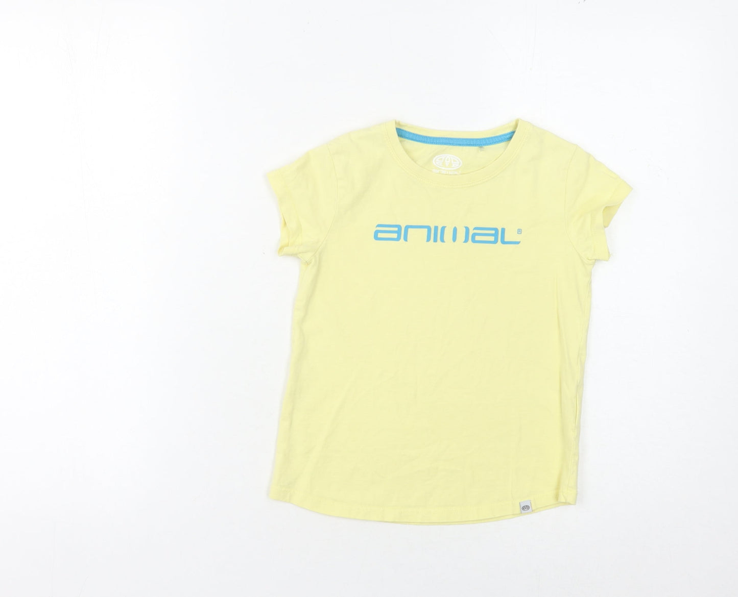 Animal Boys Yellow T-Shirt - 7-8 Years, Crew Neck, Casual Fit