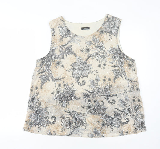 M&Co Women's Beige Floral Tunic Blouse Size 16