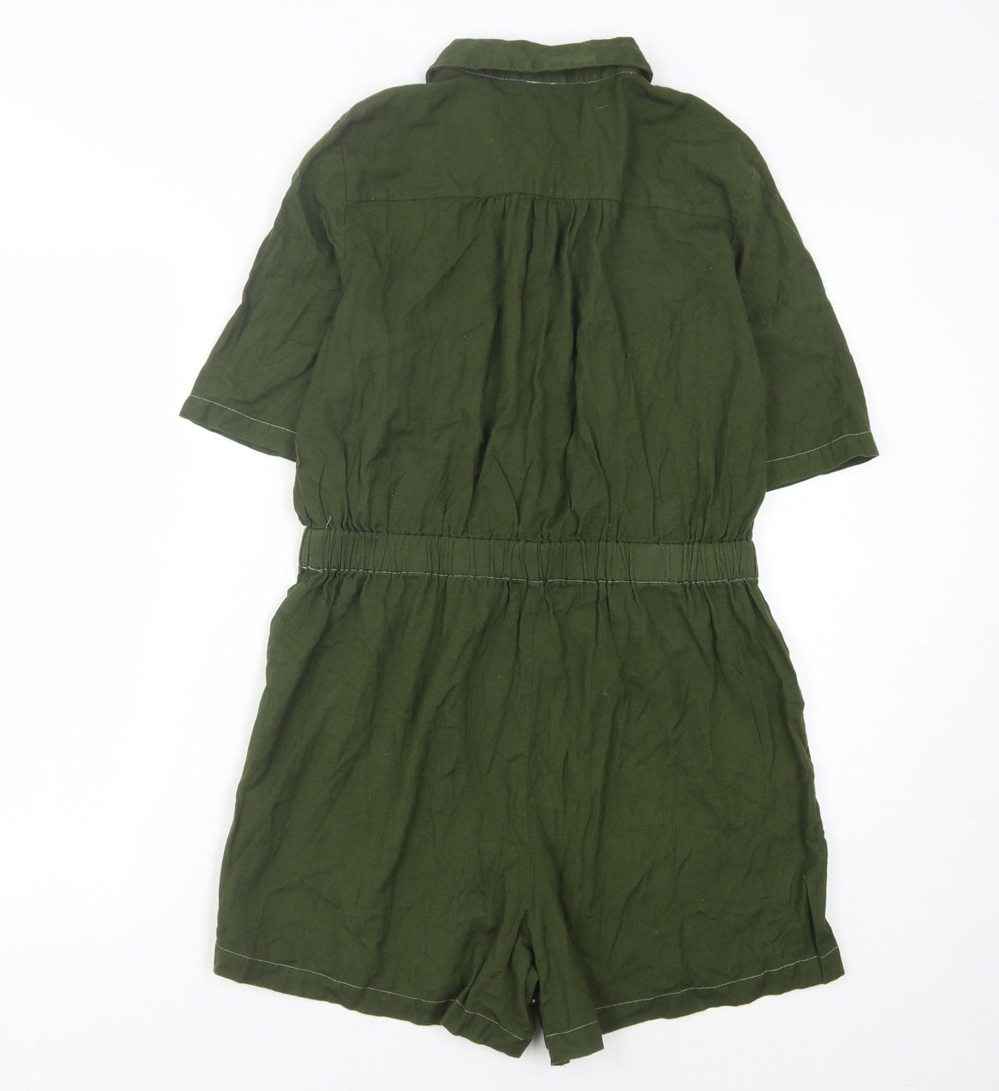 Vero Moda Green Cotton Playsuit, Women's Size L, Collared