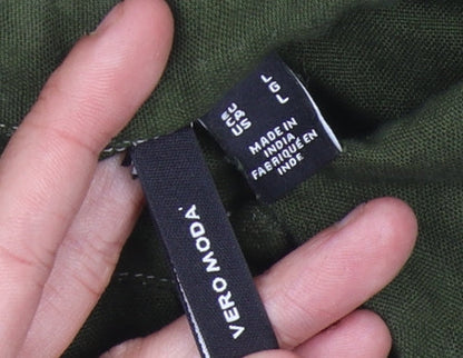 Vero Moda Green Cotton Playsuit, Women's Size L, Collared