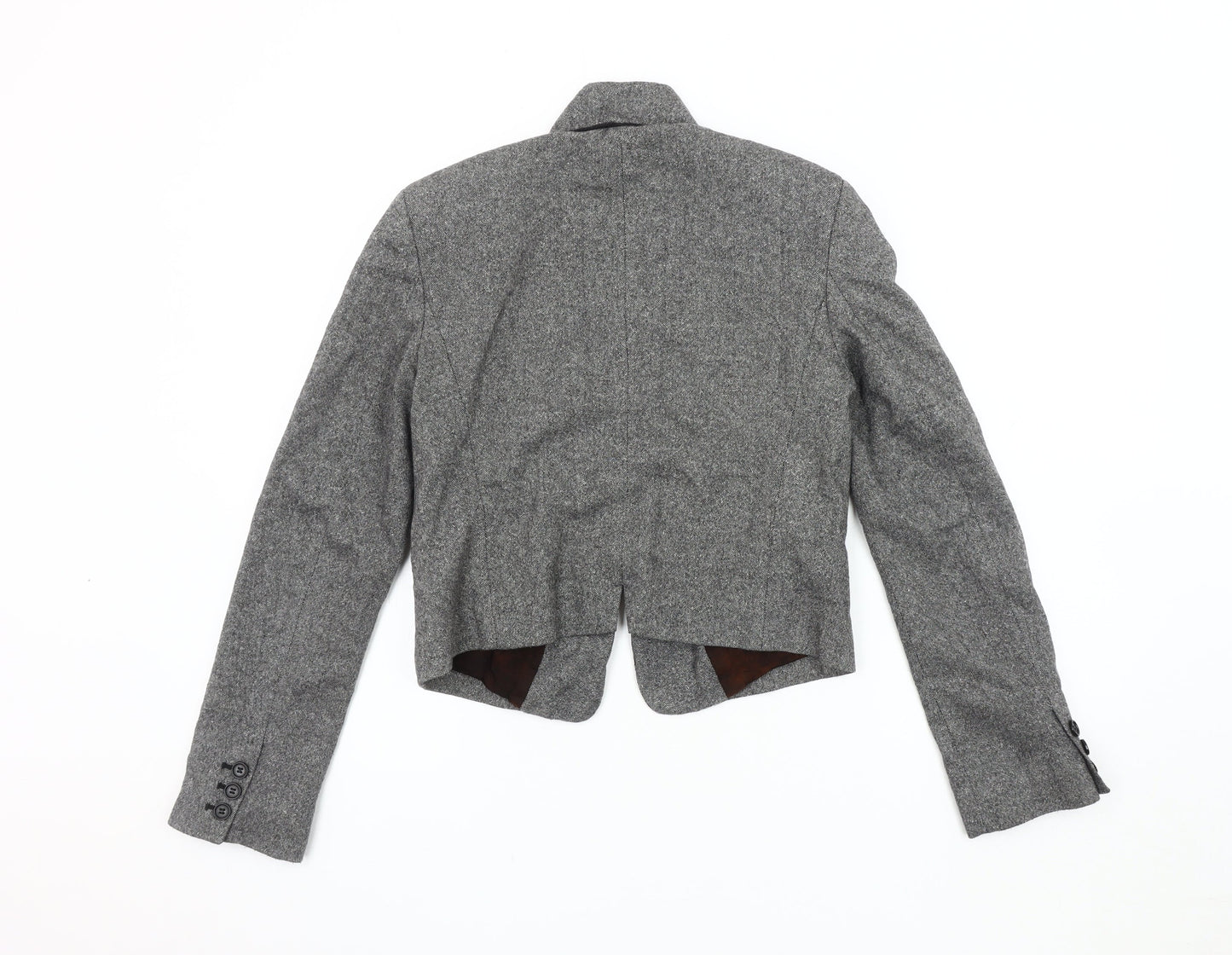 French Connection Grey Blazer Women Size 8 Wool Tweed