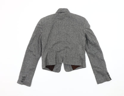 French Connection Grey Blazer Women Size 8 Wool Tweed
