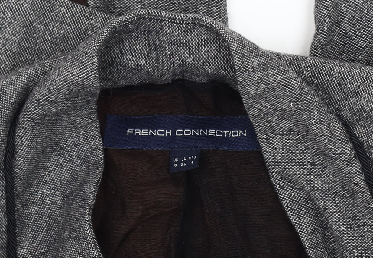 French Connection Grey Blazer Women Size 8 Wool Tweed