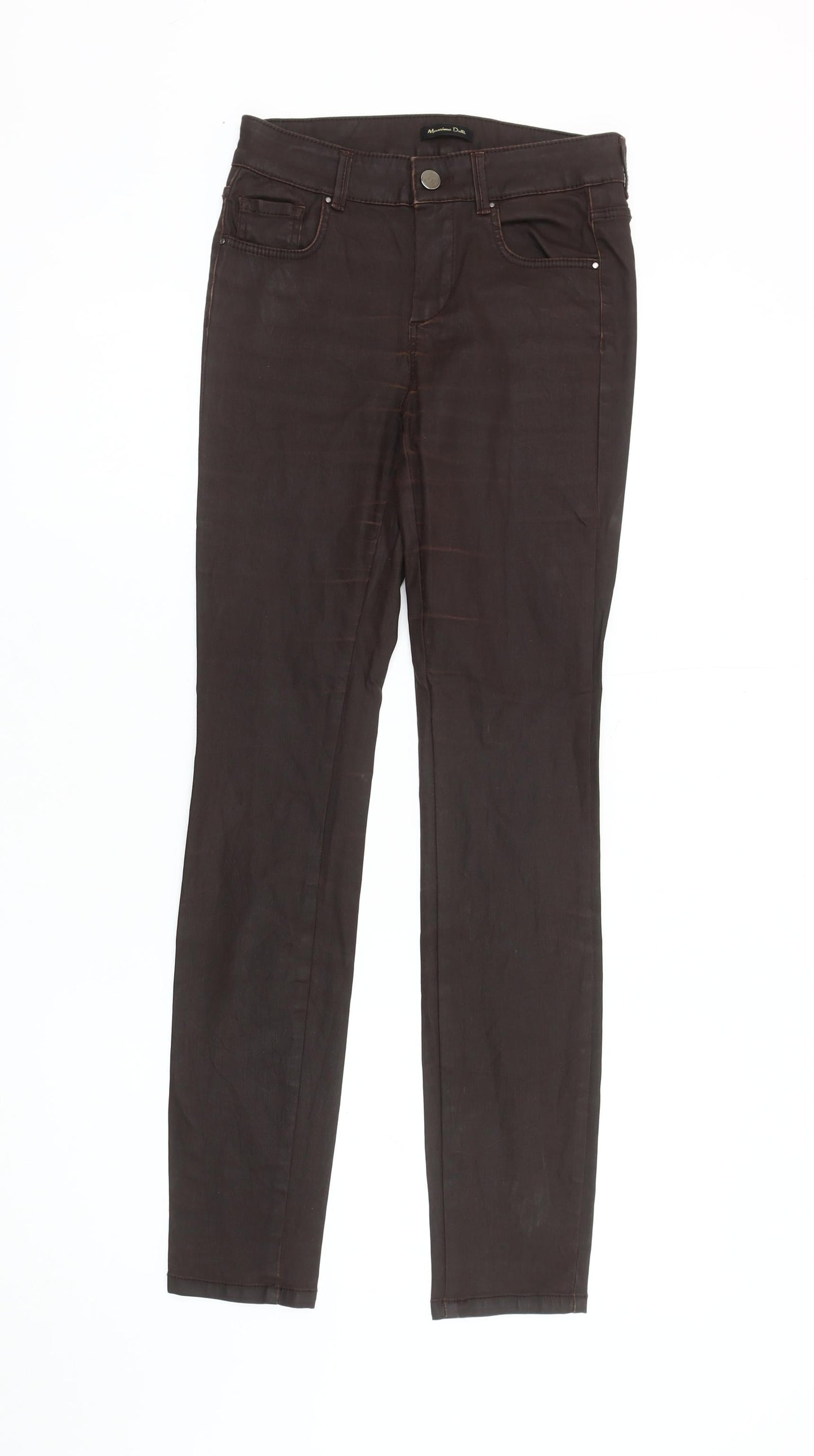 Womens UK Size 2XS Massimo Dutti Slim Fit Jegging Brown Trousers