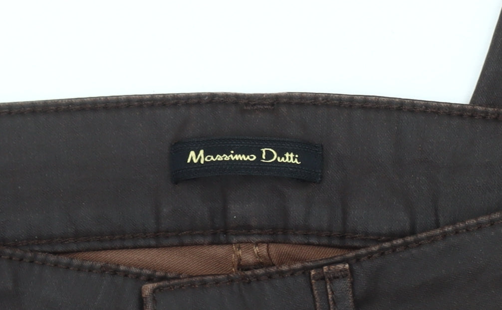 Womens UK Size 2XS Massimo Dutti Slim Fit Jegging Brown Trousers