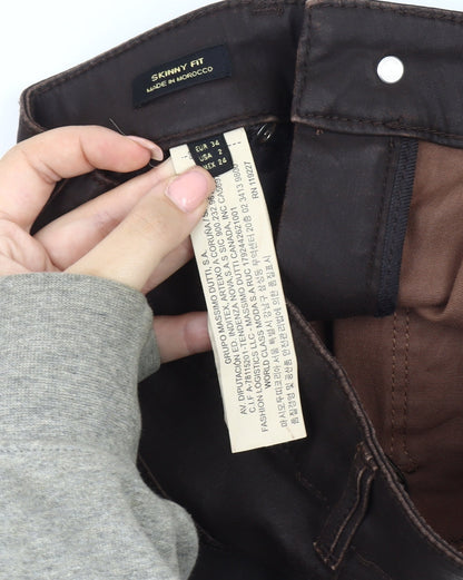 Womens UK Size 2XS Massimo Dutti Slim Fit Jegging Brown Trousers