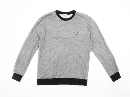 Jack & Jones Men’s Grey Pullover Jumper, Large, Crew Neck