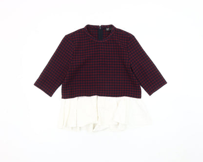 Zara Womens Red Check Jumper, Size S, Casual