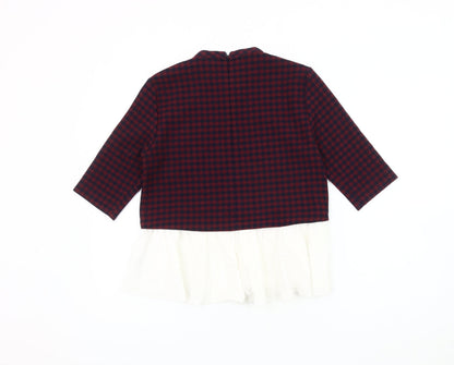 Zara Womens Red Check Jumper, Size S, Casual