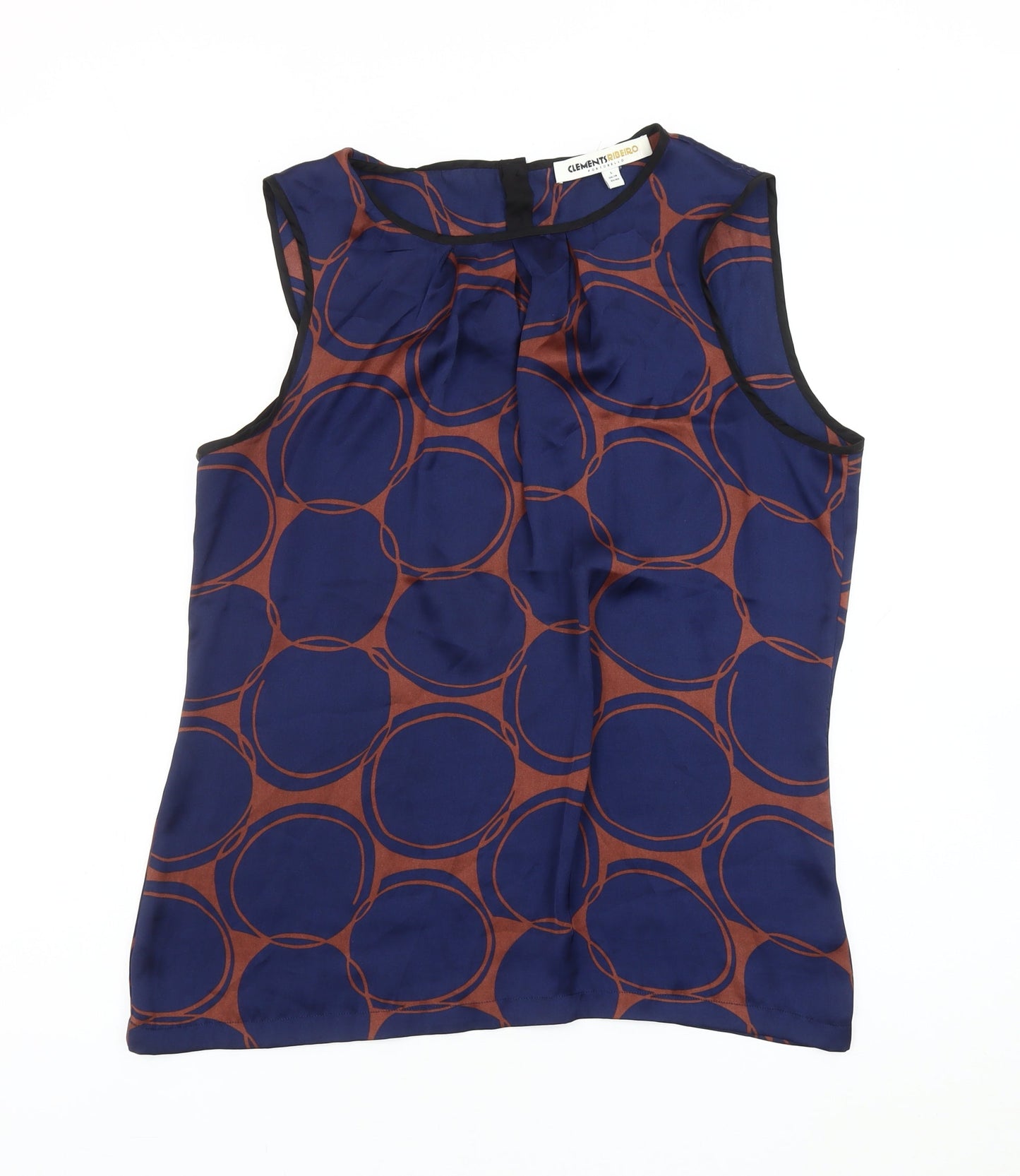 Clements Ribeiro Women's Blue Geometric Blouse Size 14