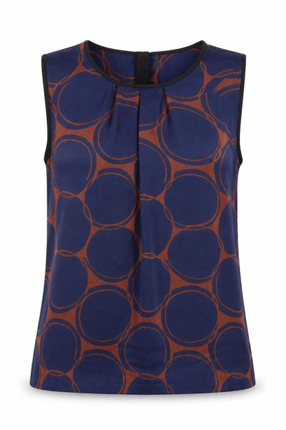 Clements Ribeiro Women's Blue Geometric Blouse Size 14