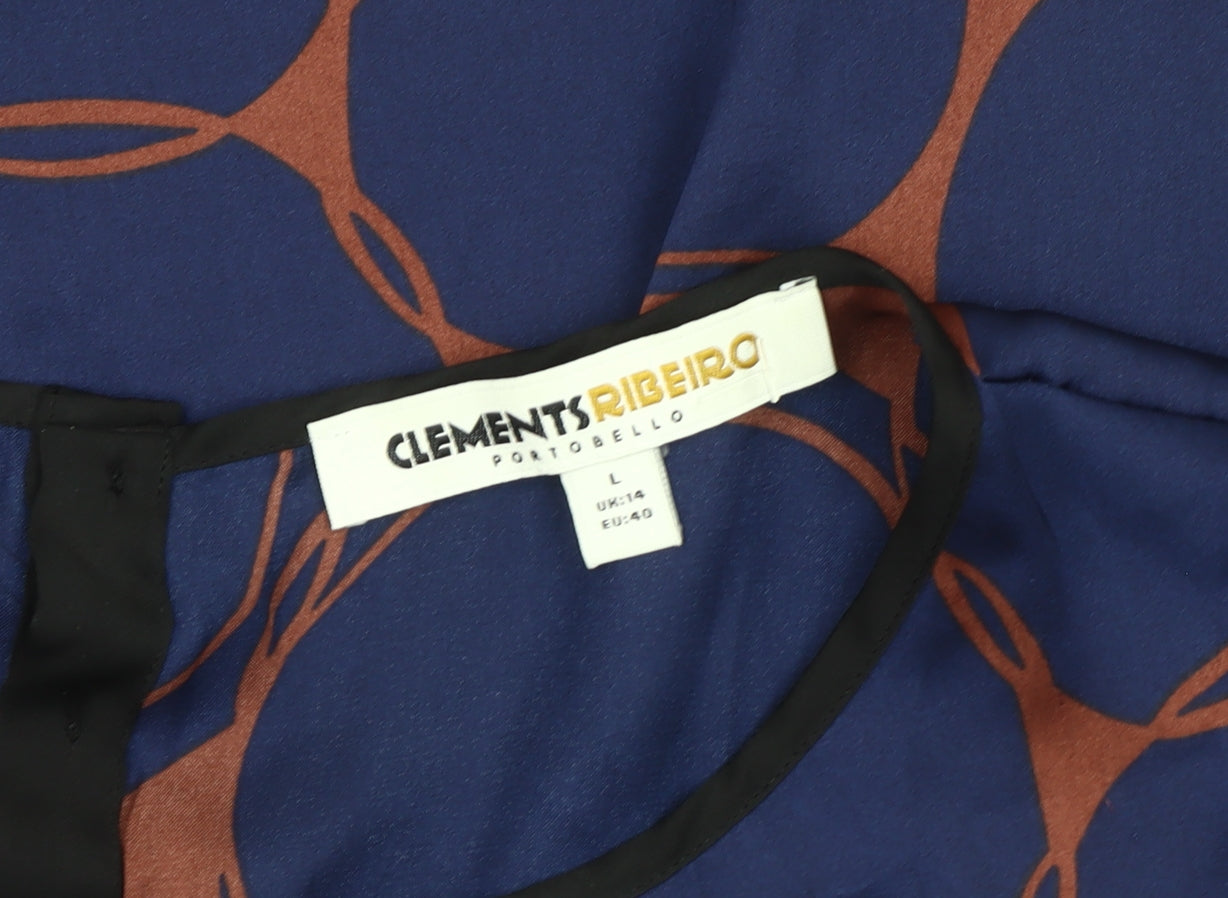Clements Ribeiro Women's Blue Geometric Blouse Size 14