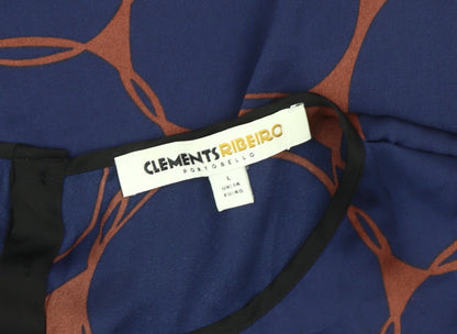 Clements Ribeiro Women's Blue Geometric Blouse Size 14