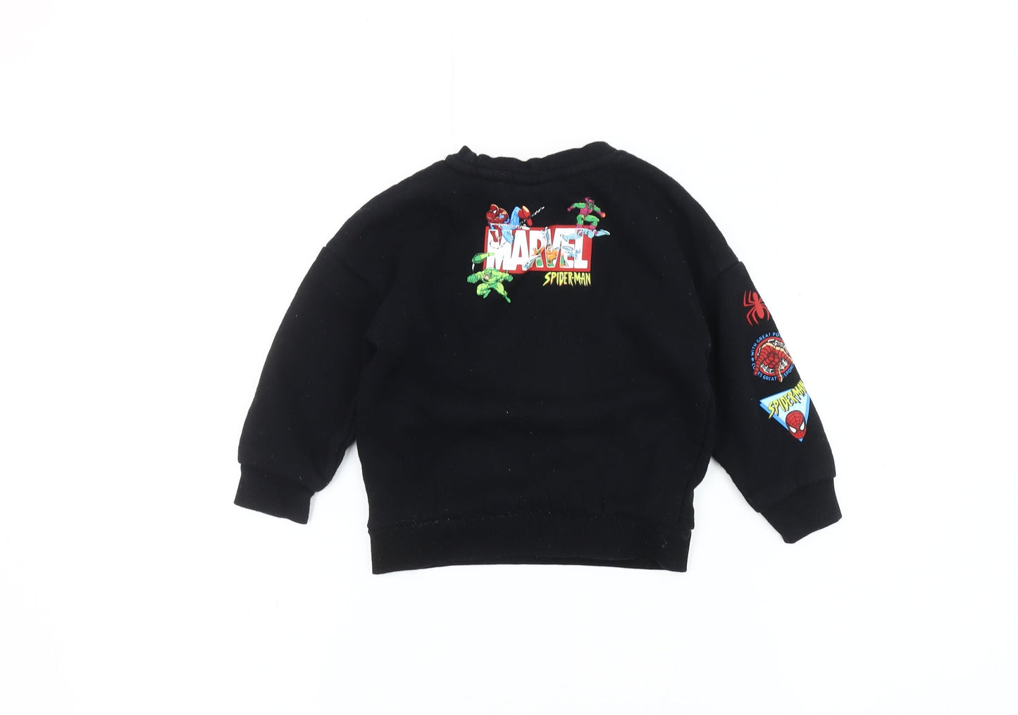 Marvel Spiderman Boys Black Sweatshirt 2-3 Years Pullover