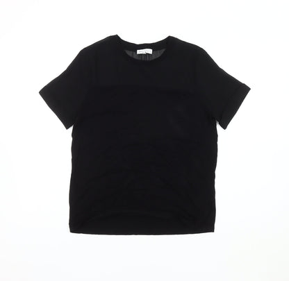 Womens UK Size 10 Warehouse Black Basic T-Shirt