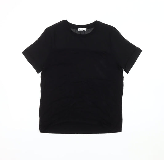Womens UK Size 10 Warehouse Black Basic T-Shirt
