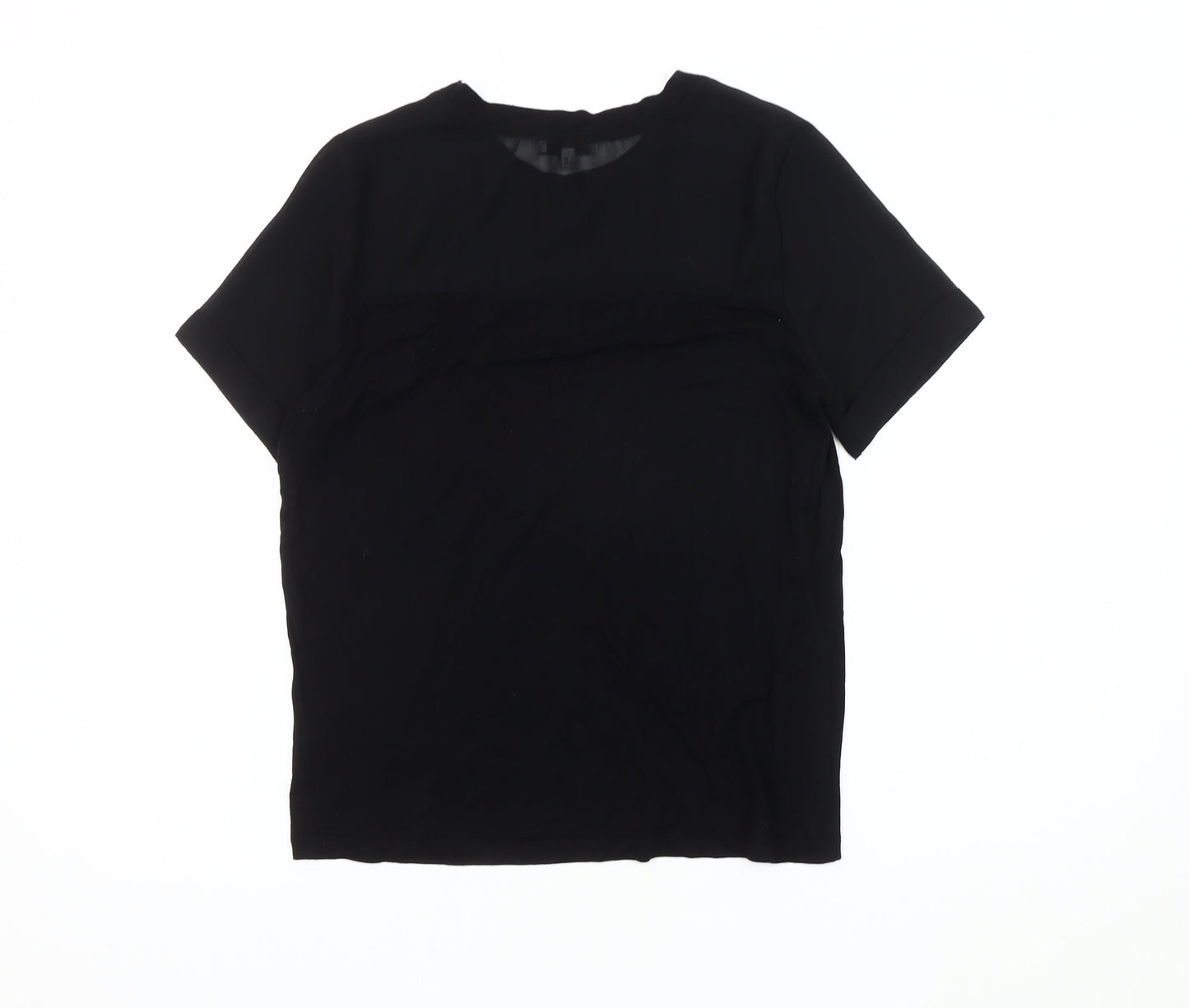 Womens UK Size 10 Warehouse Black Basic T-Shirt