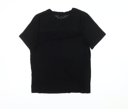 Womens UK Size 10 Warehouse Black Basic T-Shirt