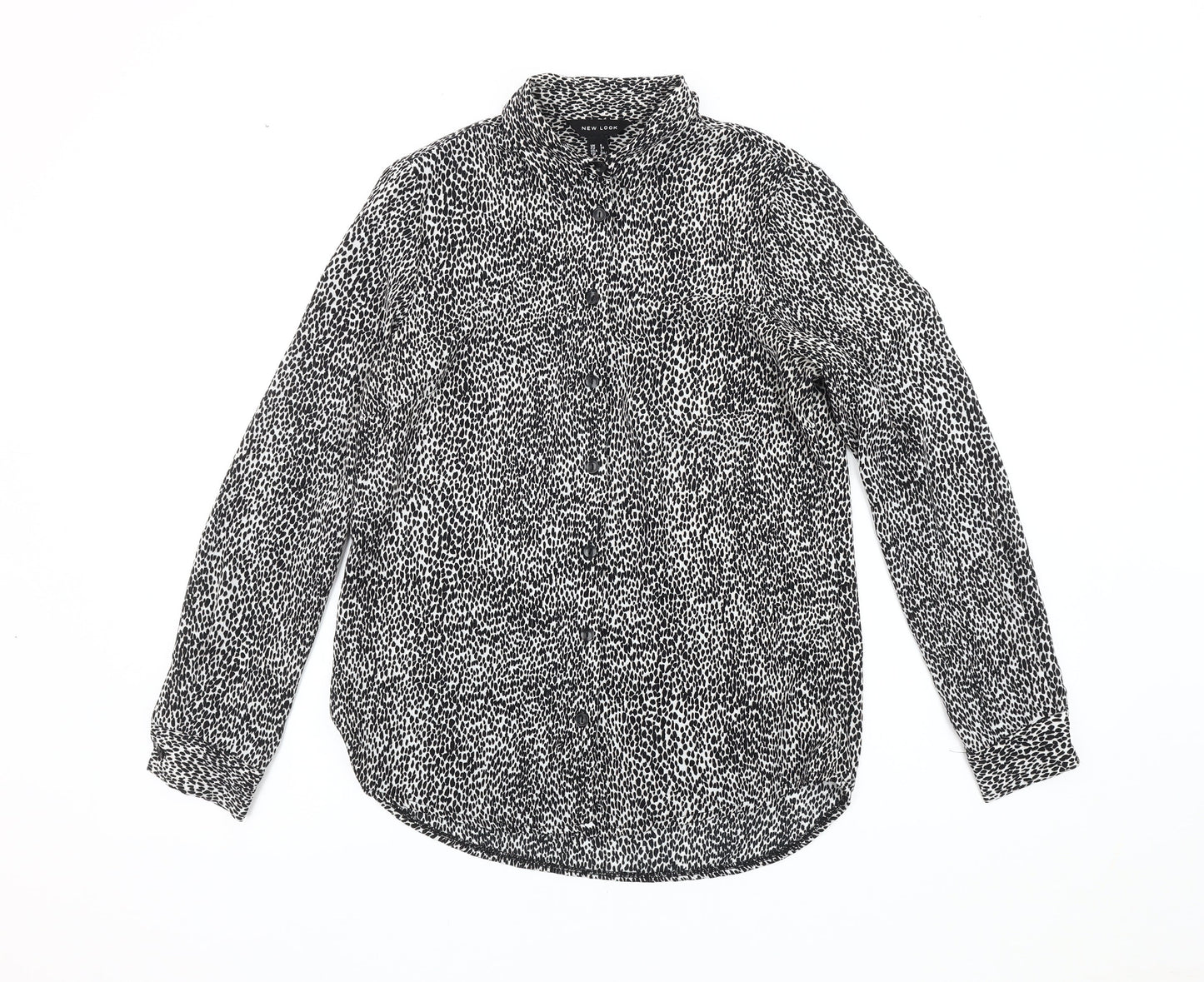 New Look Women's Black Animal Print Blouse Size 6