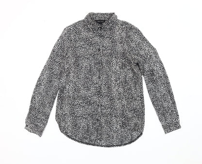 New Look Women's Black Animal Print Blouse Size 6