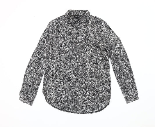 New Look Women's Black Animal Print Blouse Size 6