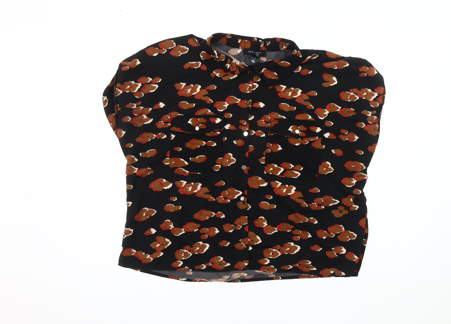 New Look Women's Black Animal Print Blouse Size 16
