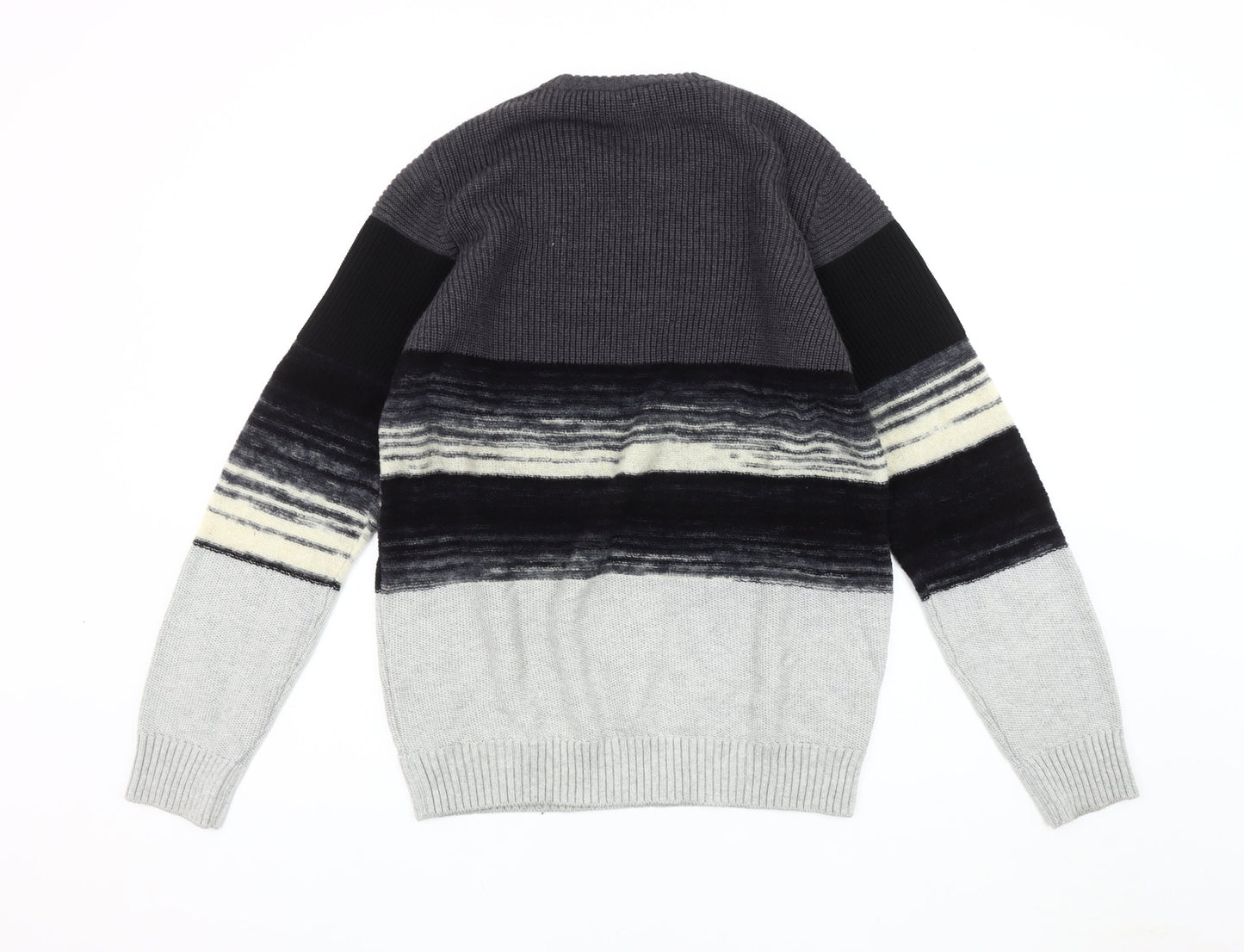 Diesel Men's Grey Striped Pullover Jumper L