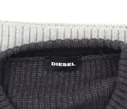 Diesel Men's Grey Striped Pullover Jumper L