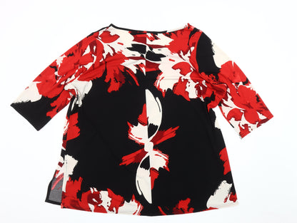 M&Co Women's Red Floral V-Neck Plus Size Top