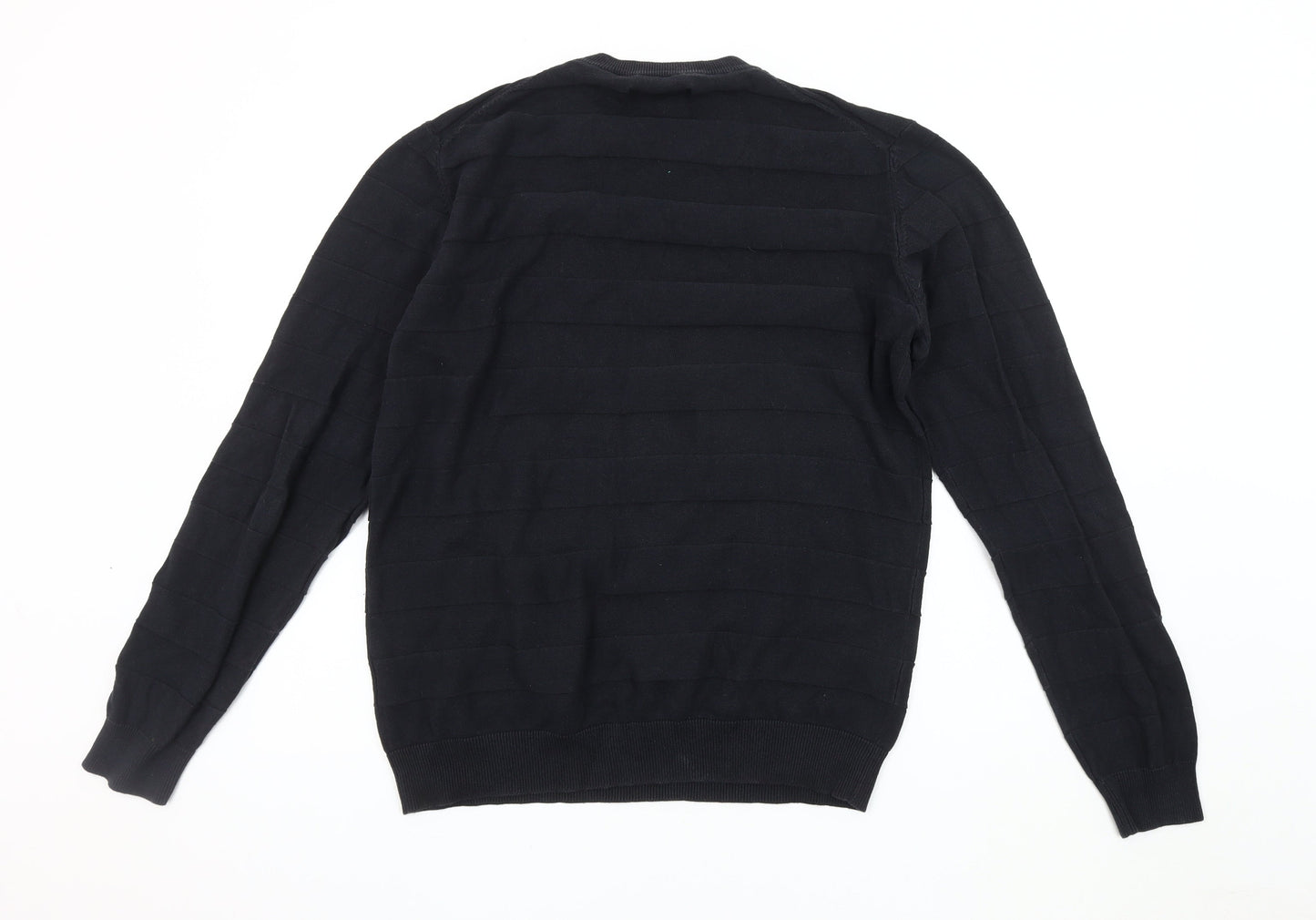 Troy Men's Black Crew Neck Pullover Jumper Size L