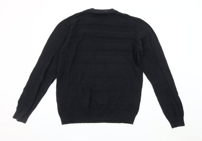 Troy Men's Black Crew Neck Pullover Jumper Size L