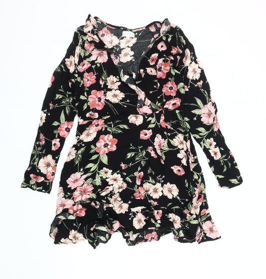 Apricot Women's Black Floral Wrap Dress - Size 12