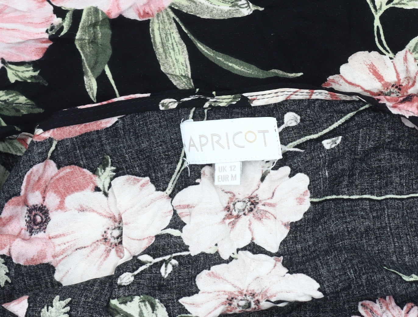 Apricot Women's Black Floral Wrap Dress - Size 12