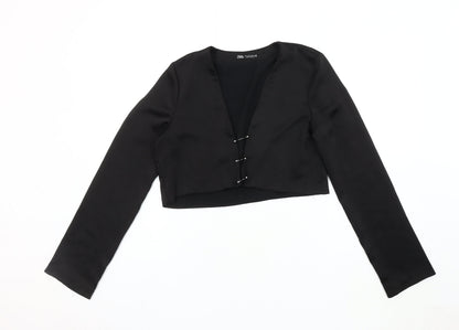 Womens UK Size 10 Zara Black Cropped Blouse
