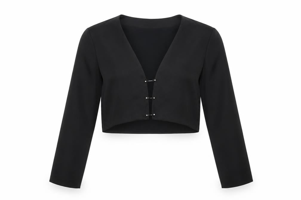 Womens UK Size 10 Zara Black Cropped Blouse