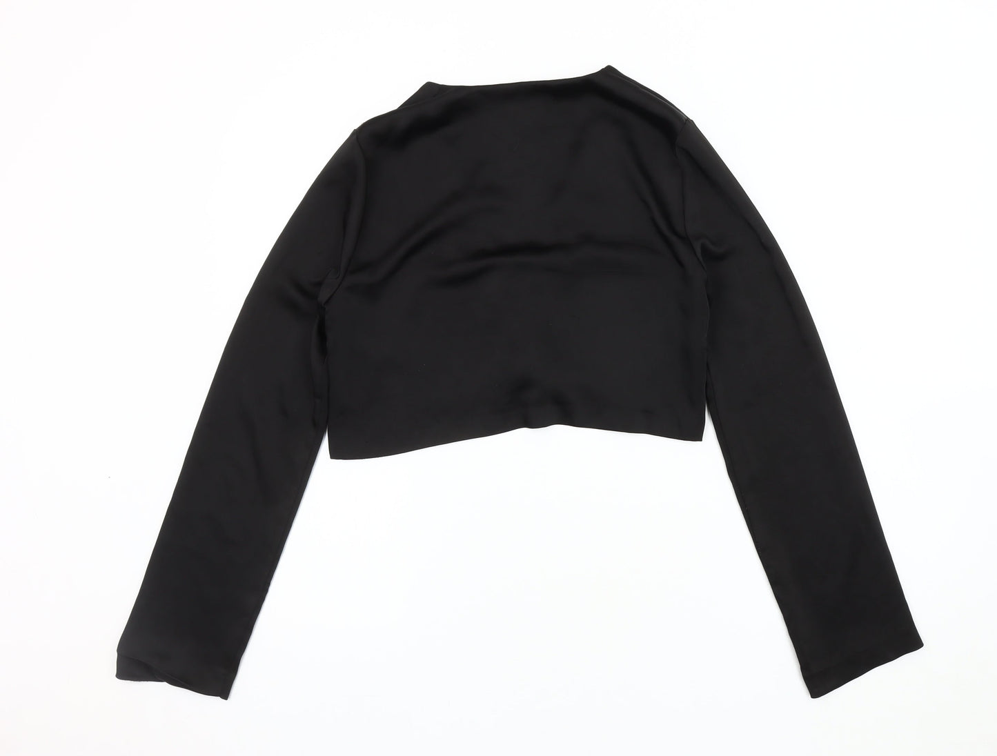 Womens UK Size 10 Zara Black Cropped Blouse
