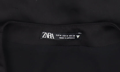 Womens UK Size 10 Zara Black Cropped Blouse