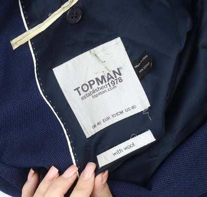 Mens UK Size 40 Topman Regular Blue Suit Jacket