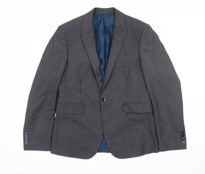 Mens UK Size 38 Burton Menswear Regular Grey Suit Jacket